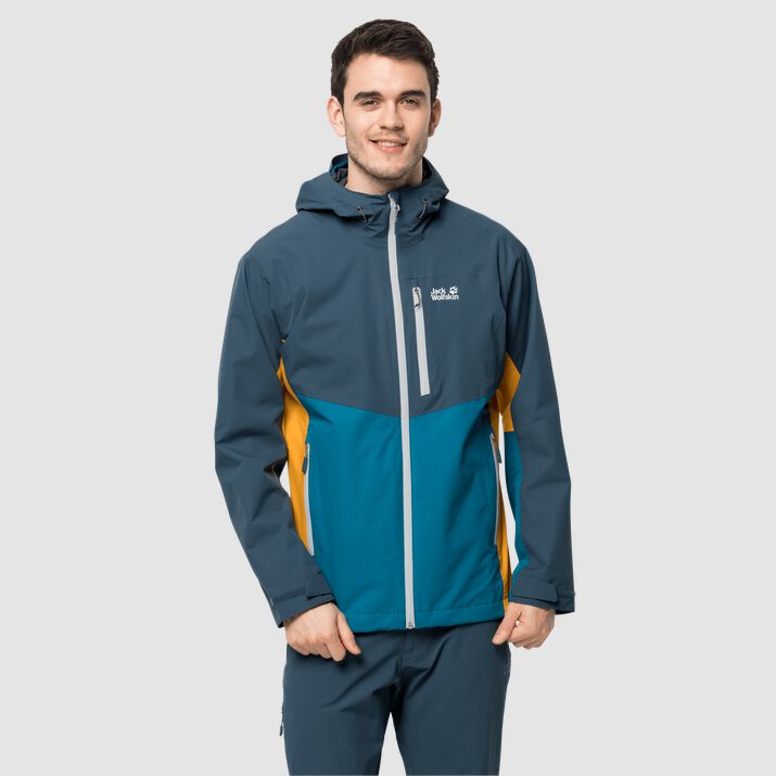 Jack Wolfskin Mens Eagle Peak Hardshell Jacket Grey Blue 431820FTL